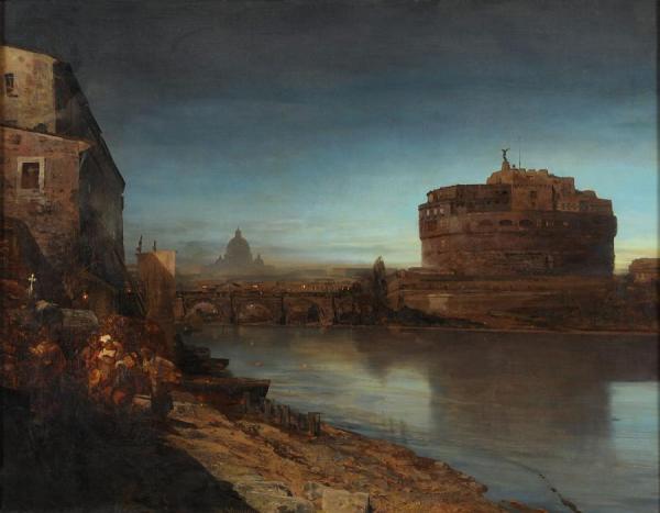 View Of The Tiber And Castel Sant'angelo by Oswald Achenbach