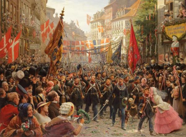Danish Soldiers Return To Copenhagen, 1849 by Otto Bache