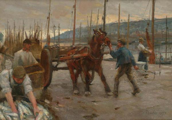 On The Quayside by Otto Bache Oil Painting Reproductions