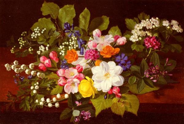 A Bouquet Of Spring Flowers On A Ledge by Otto Didrik Ottesen