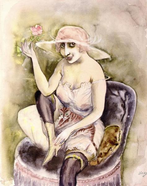 Girl With Rose by Otto Dix Oil Painting Reproductions