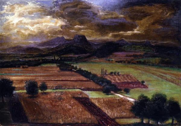Hegauberge Mit Getreidefelder Und Hohentwiel by Otto Dix