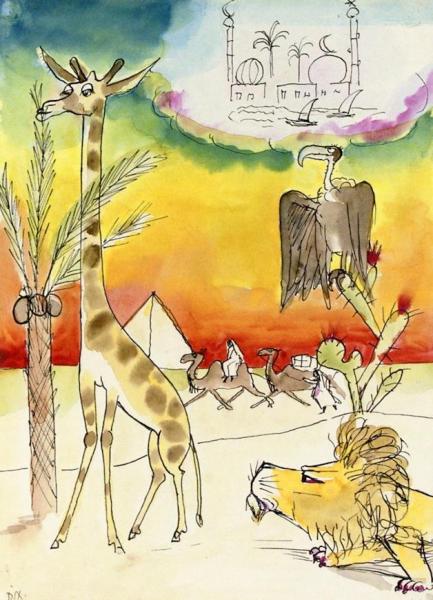 Picture Book For 'muggeli' 05 (desert With Animals Before A Pyramid) by Otto Dix