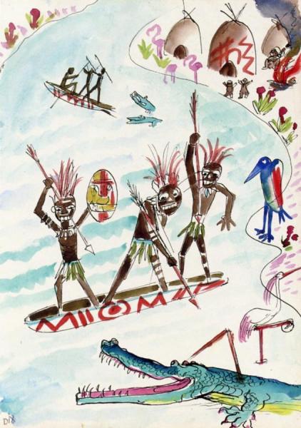 Picture Book For 'muggeli' 08 (african Crocodile Hunt) by Otto Dix