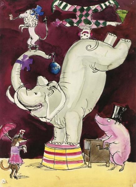 Picture Book For 'muggeli' 09 (circus With Performing Elephant) by Otto Dix