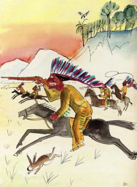 Picture Book For 'muggeli' 15 (attacking Indians) by Otto Dix Oil Painting Reproductions