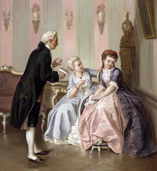 Elegant Interior With Figures by Otto Erdmann Oil Painting Reproductions