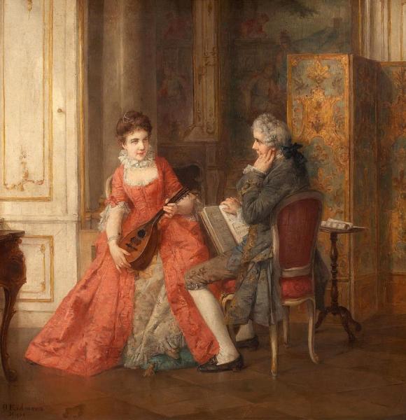 The Music Lesson by Otto Erdmann Oil Painting Reproductions