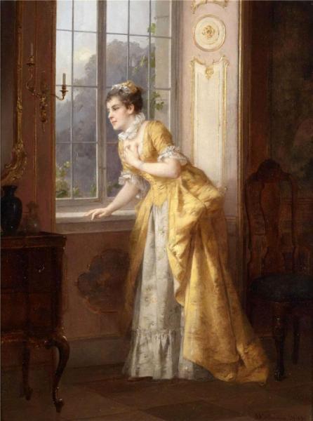 Young Lady At The Window by Otto Erdmann Oil Painting Reproductions
