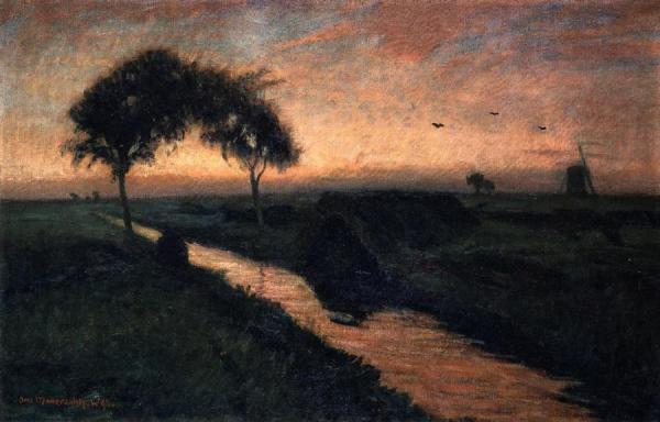 Evening At Moorkanal by Otto Modersohn
