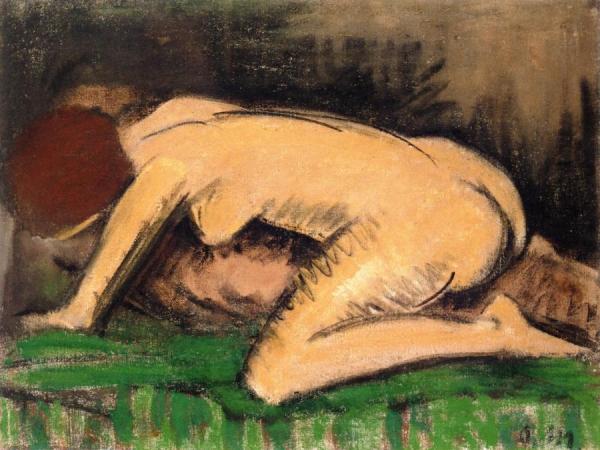 Crouching Nude by Otto Mueller