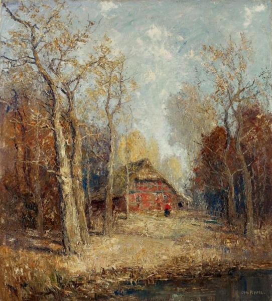 A Timber House At The Pond by Otto Pippel