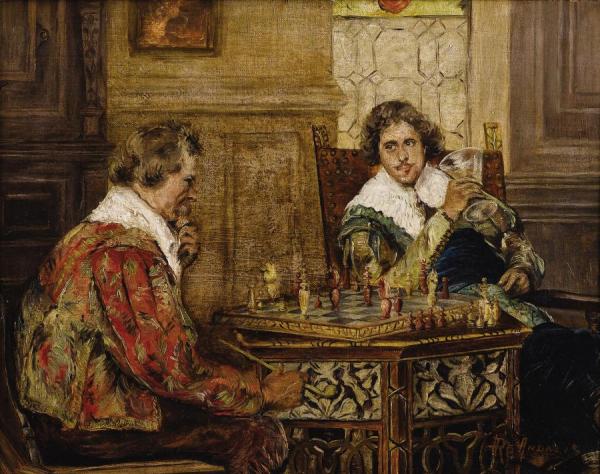 Cavaliers Playing Chess, C. 1890 by P.h. Andreis