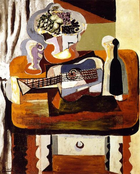 Glass, Bouquet, Guitar And Bottle by Pablo Picasso Oil Painting Reproductions