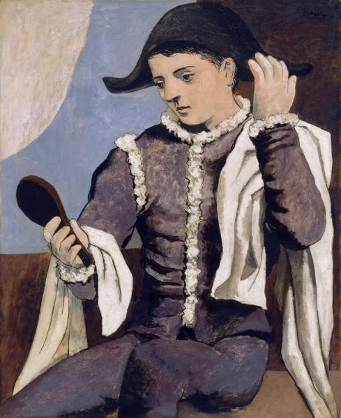 Harlequin With A Mirror by Pablo Picasso