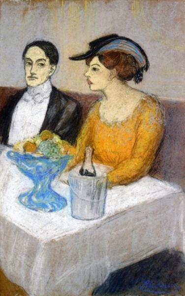 Man And Woman A The Table: Angel Fernandez De Soto And His Friend by Pablo Picasso