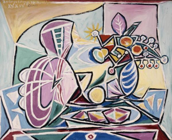 Mandolin And Vase Of Flowers by Pablo Picasso