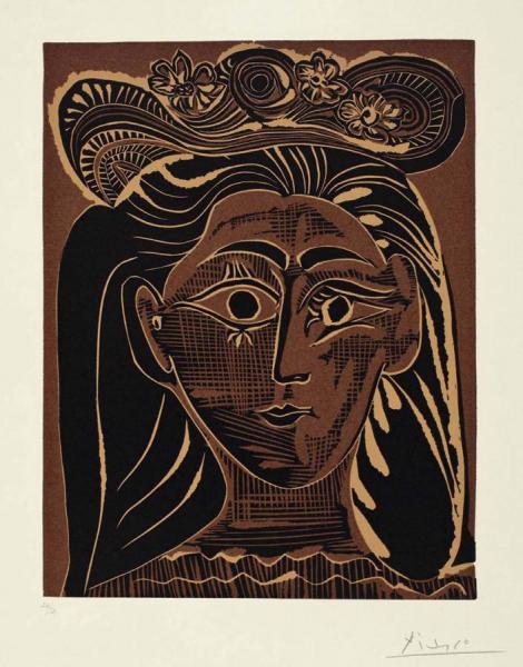 Portrait De Jacqueline, Chapeau De Paille Fleri by Pablo Picasso