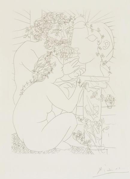 Sculptor And Model, Plate 39 From The Suite Vollard by Pablo Picasso