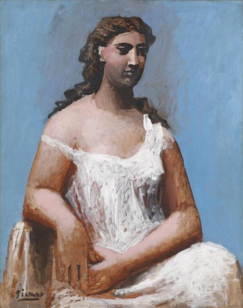 Seated Woman In A Chemise by Pablo Picasso