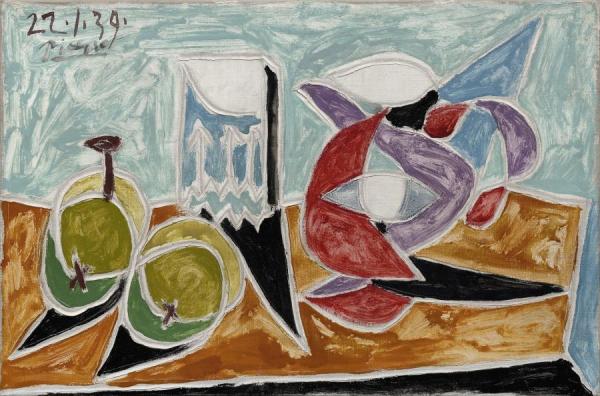 Still Life   Fruits And Pitcher (nature Morte   Fruits Et Pot) by Pablo Picasso