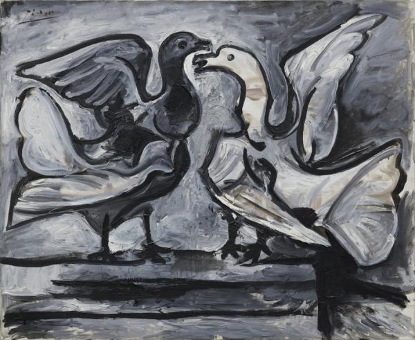 Two Doves With Wings Spread (deux Pigeons Aux Ailes Deployees) by Pablo Picasso