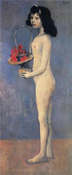 Young Girl With A Flower Basket by Pablo Picasso