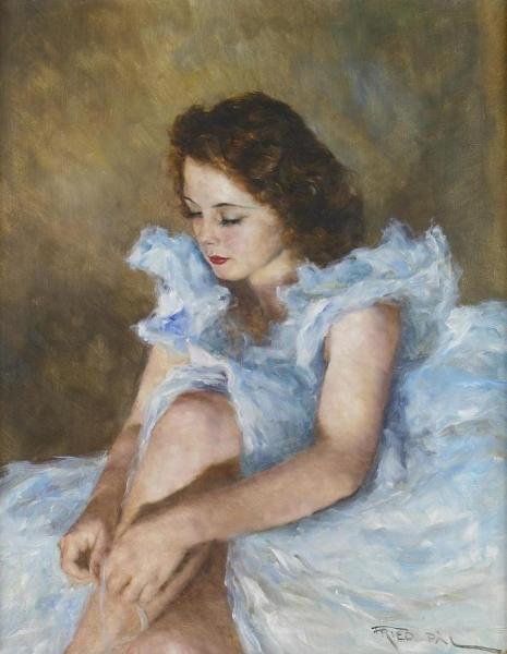 Lady In A Blue Dress (mona) by Pál Fried Oil Painting Reproductions
