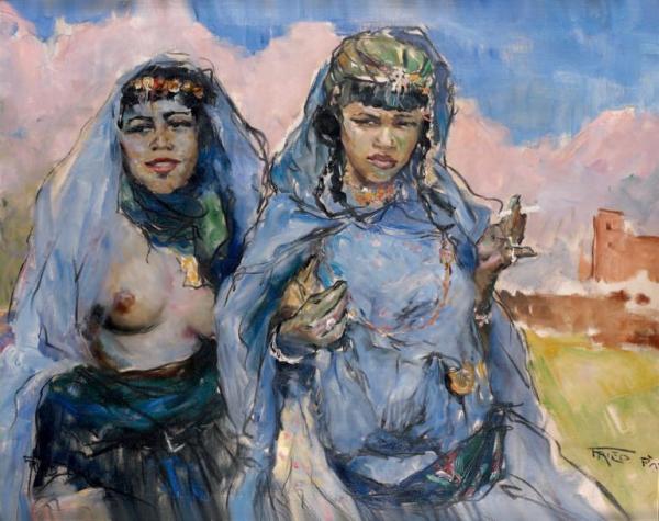 Moroccan Women Before The Kasbah by Pál Fried Oil Painting Reproductions