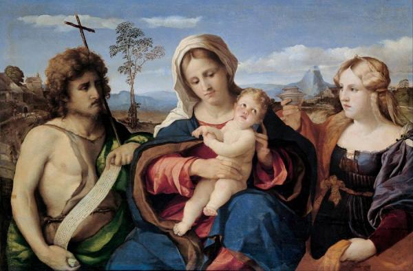 Madonna And Child With Saint John The Baptist And Magdalene by Palma Vecchio