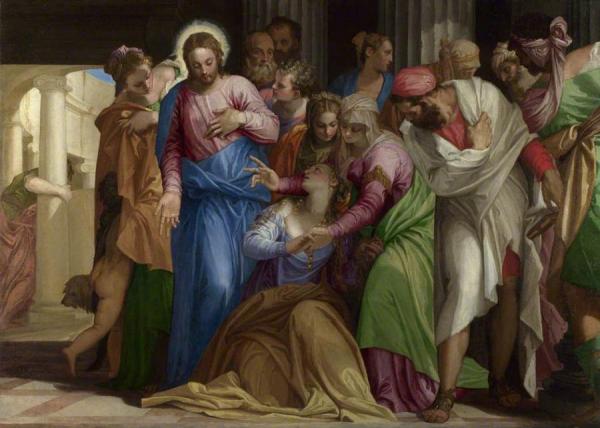 Christ Addressing A Kneeling Woman by Paolo Veronese