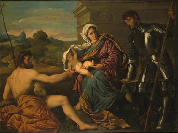 Madonna And Child With Saint John The Baptist And Saint George by Paris Bordone