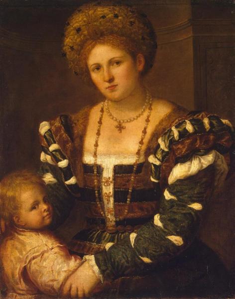 Paris Bordone Portrait Of A Lady With A Boy