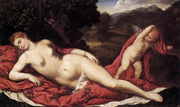 Sleeping Venus With Cupid by Paris Bordone