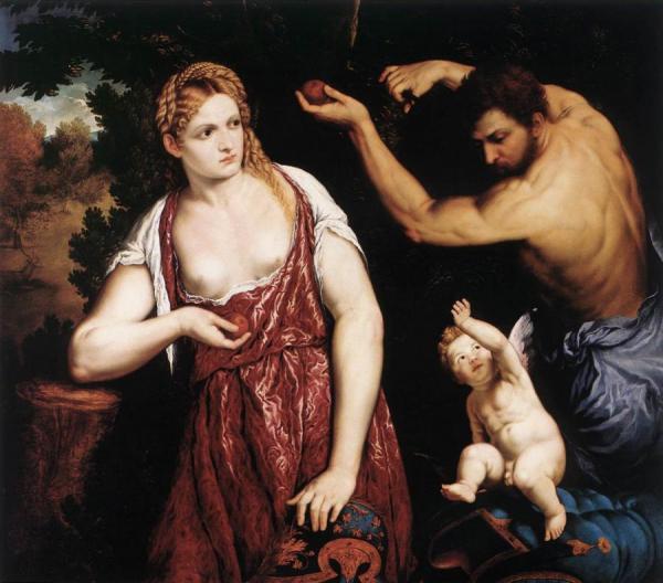 Venus And Mars With Cupid by Paris Bordone