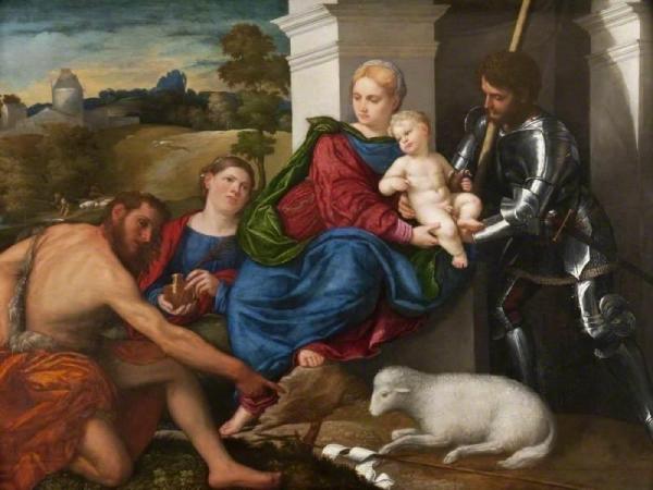 Paris Bordone Virgin And Child With Saints John The Baptist, Mary Magdalene And George (?)