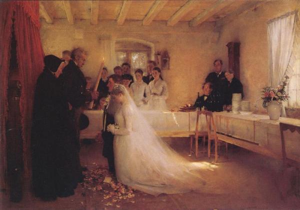Blessing Of The Young Copule Before Marriage by Pascal Dagnan-bouveret Oil Painting Reproductions
