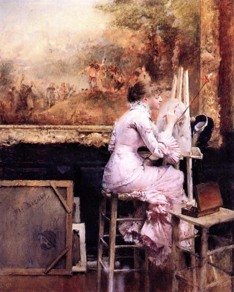 Young Watercolorist In The Louvre by Pascal Dagnan-bouveret