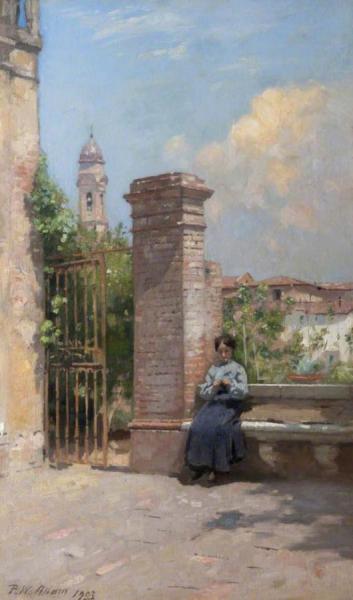 Lady In An Italian Garden by Patrick William Adam Oil Painting Reproductions