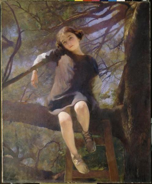 On The Branches Of The Pine Tree by Paul-alexandre-alfred Leroy