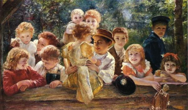 Happy Children by Paul Barthel Oil Painting Reproductions