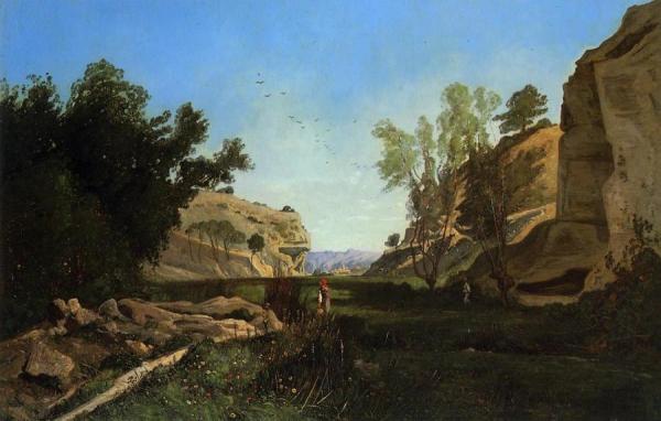 Chinchin Valley At Ile-sur-la-sourgue, Vacluse by Paul-camille Guigou
