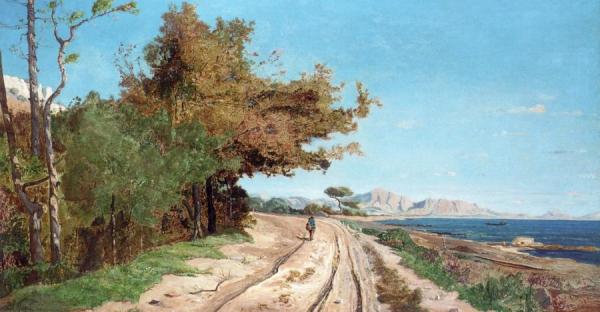 Road By The Mediterranean, Near Marseille by Paul-camille Guigou