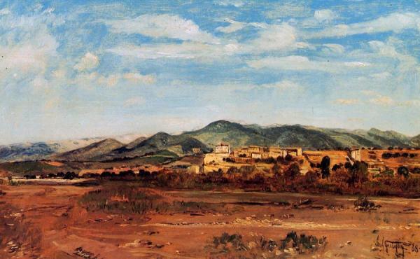 The Village Of Vaucluse, On The Banks Of The Durance During The Dry Season by Paul-camille Guigou