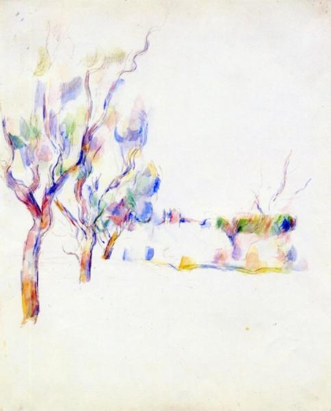 Almond Trees In Provence by Paul Cezanne Oil Painting Reproductions