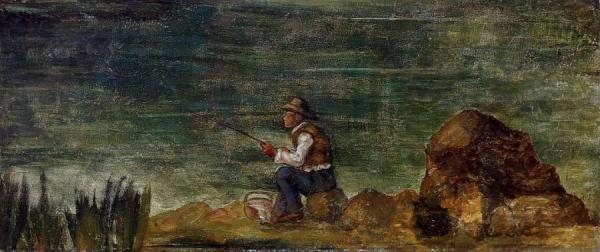 Fisherman On The Rocks by Paul Cezanne