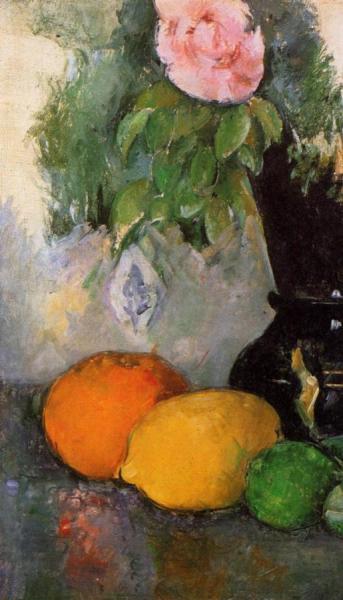 Flowers And Fruit by Paul Cezanne