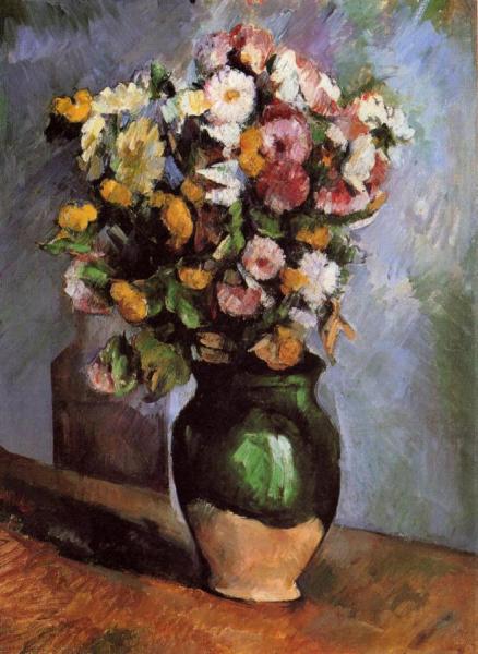 Flowers In An Olive Jar by Paul Cezanne