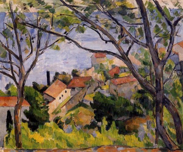 L'estaque, View Through The Trees by Paul Cezanne Oil Painting Reproductions