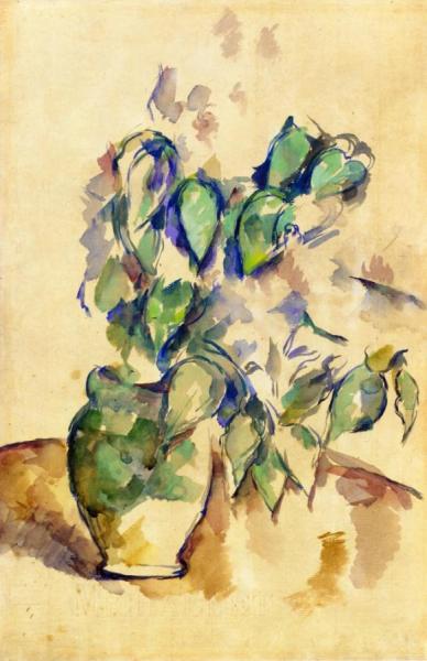 Leaves In A Green Pot by Paul Cezanne